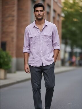 Michael Kors Pale Lavender Long-Sleeve Button-Up Shirt